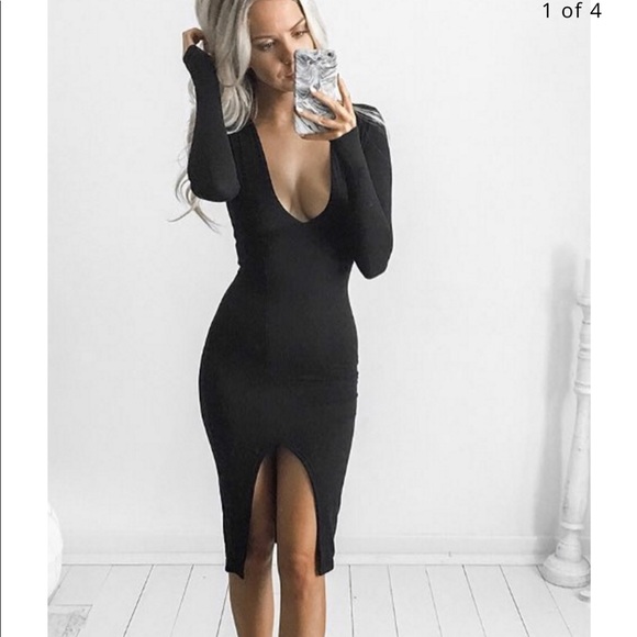 Midi Black Dress - Picture 1 of 5